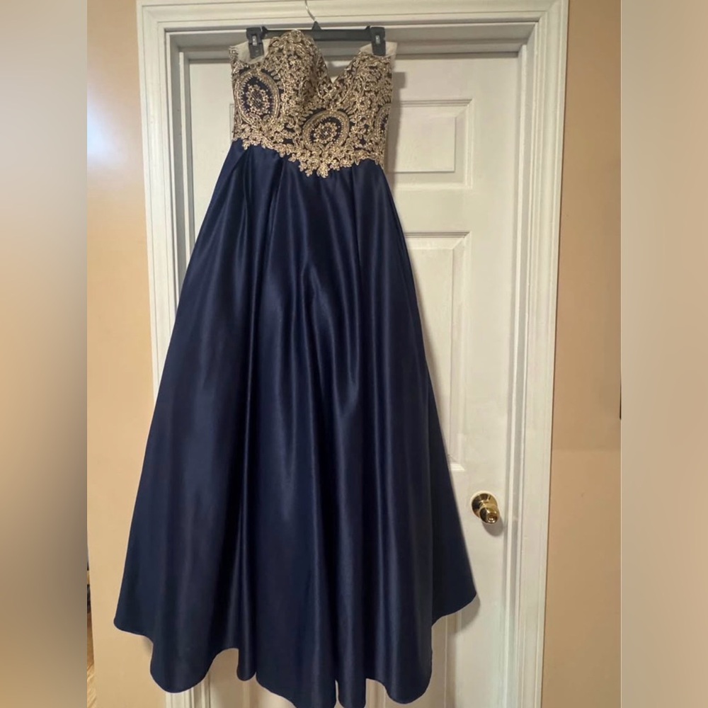 Elegant Navy and Gold Dress